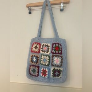 Multicolor Crochet Tote granny square tote bag